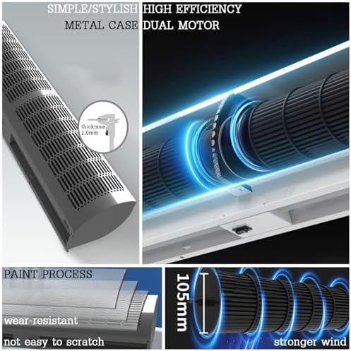 Air Curtain,Commercial Silent Door Air Curtain Machine, Energy-Saving Remote Control Black, Available in 1.5/1.8/2 Meters(0.9m)