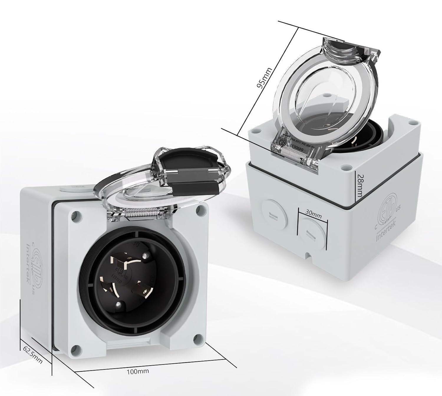 1pcs L6-30P-BOX US 30Amp Generator Power Inlet Box, NEMA L6-30P Box 250 Volt Male Plug Outdoor dustproof and Weatherproof for Generators