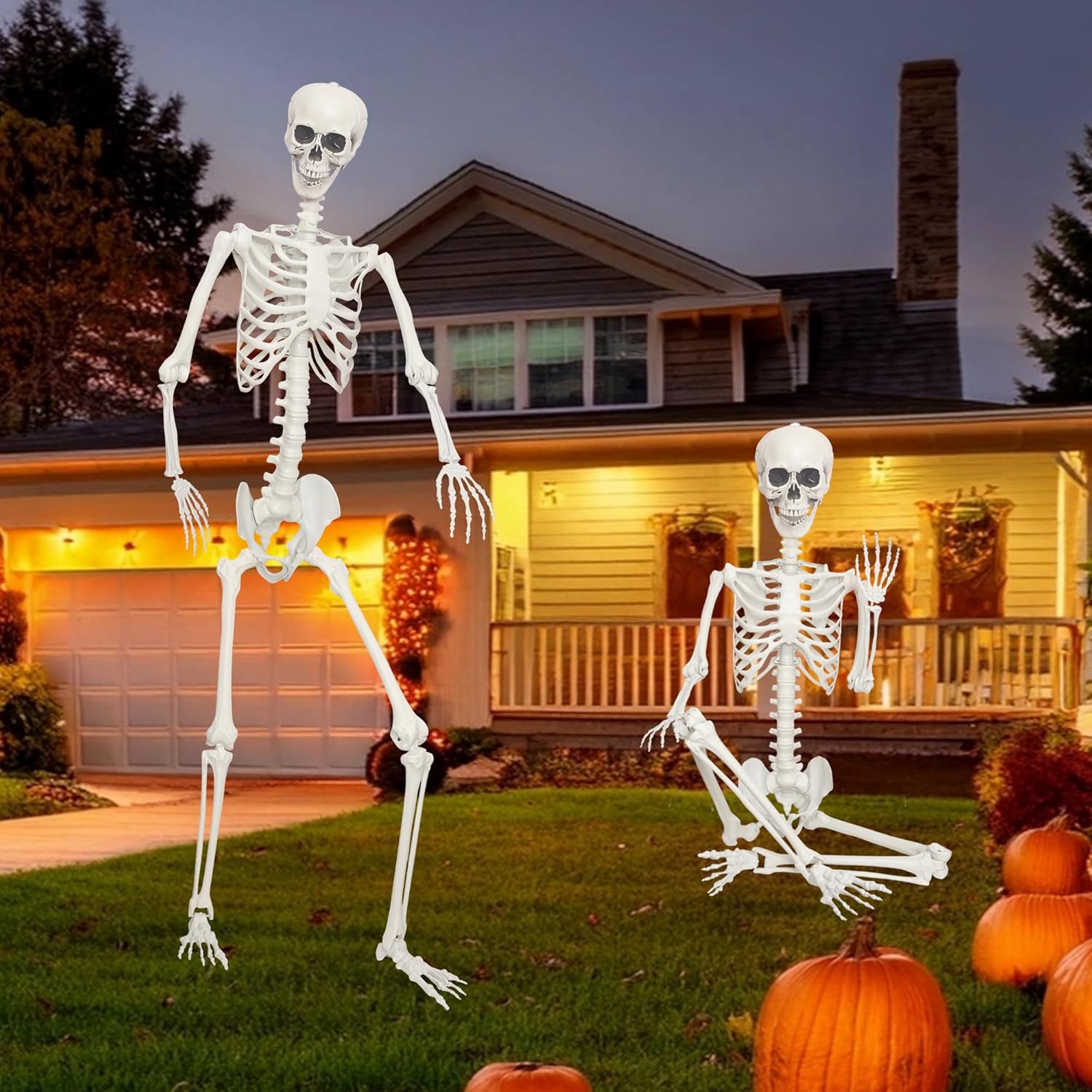Lodou 1PC 7.9ft/240cm Halloween Giant Skeleton Full Body Realistic Human Bones with Adjustable Joints for Indoor Outdoor Halloween Decor