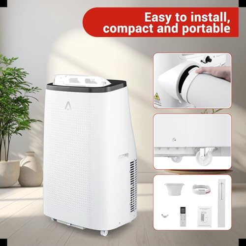 Portable Air Conditioners, 14,000 BTU for Rooms Up to 750 Sq.Ft, 4-In-1 AC With Dehumidify Mode, Remote Control, Low Noise, Dark Grey