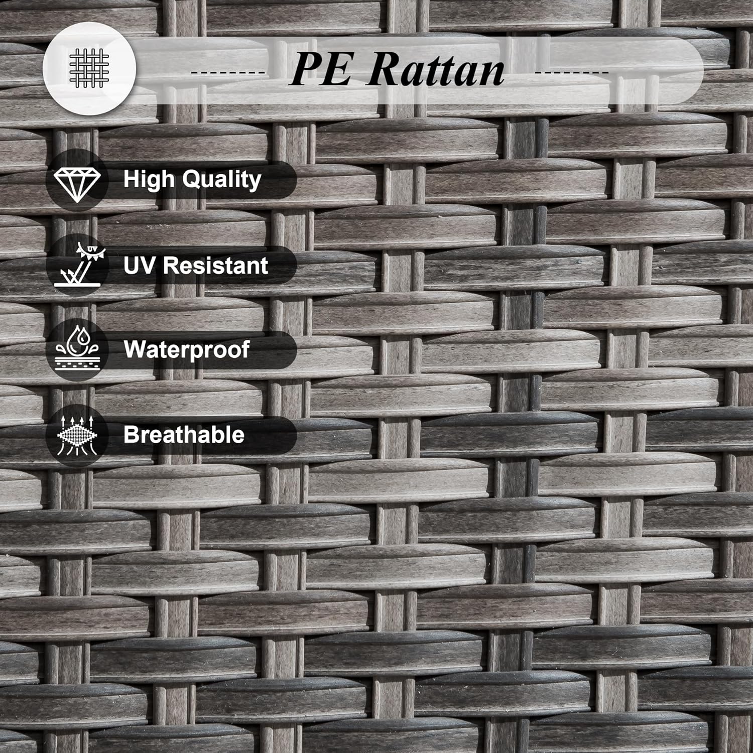 HOOOWOOO Square Outdoor Fire Table 50,000 Patio Fire Pit Table Propane Outside Firepit for Matching Gray Wicker Outdoor Furniture Set