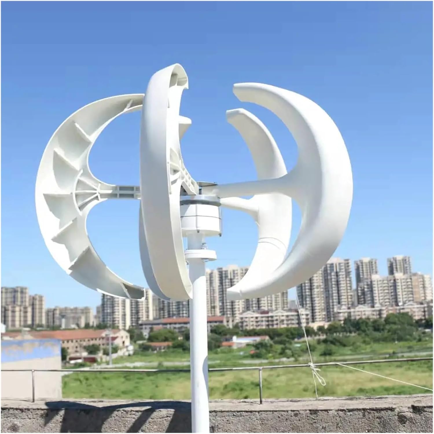 Wind Turbine Generator Kit, 8000W Wind Turbine 12v 24v 48v Vertical Axies Wind Generator Small Windmill Free Energy Homeuse for Hybrid Solar Wind System(White,24V)