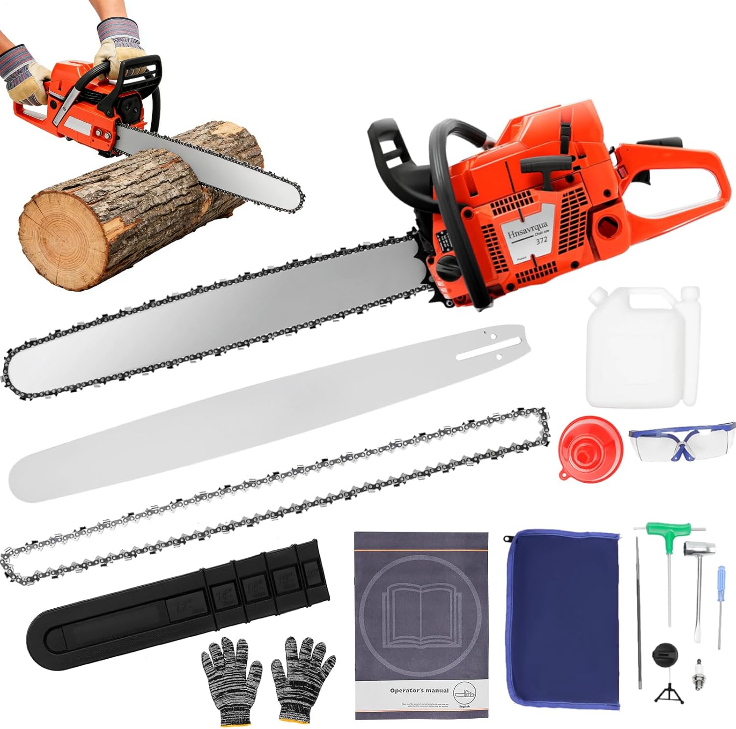 71CC 2-Cycle Power Petrol Chain Saws,28 Inch Gas Powered Chainsaw,4-HP Single Cylinder,Air-Cooled, Gasoline Chain Saws,Handheld Cordless with Automatic Adjustable Oil Pump,for Tree Wood Cutting