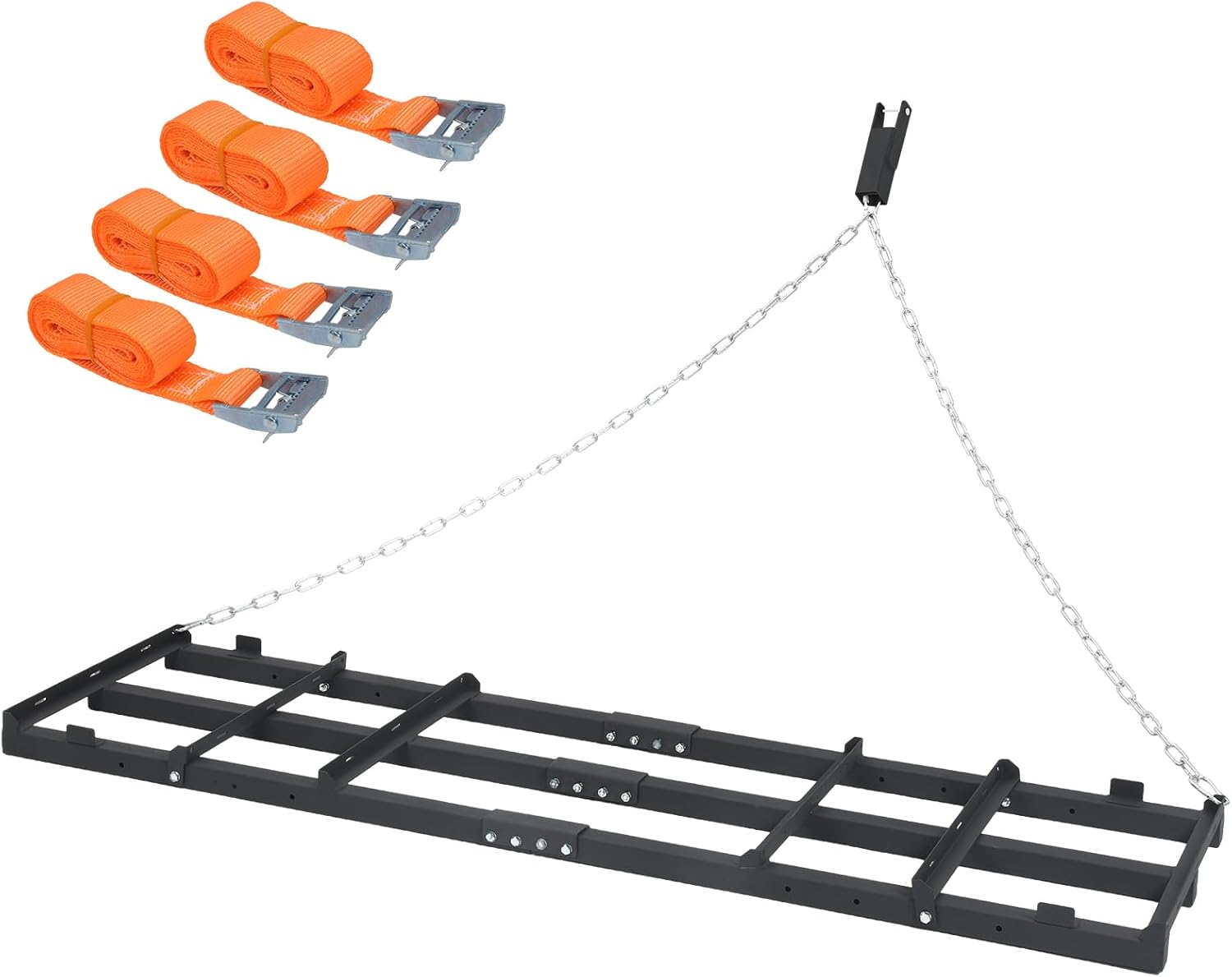 8FT Drag Harrow for ATV UTV, Heavy Duty Driveway Gravel Leveler with Adjustable Weight Bars, Tow Behind Landscape Rake for Mower Tractor, Lawn Yard Lawn Rake, Soil Sand Leveling Tool