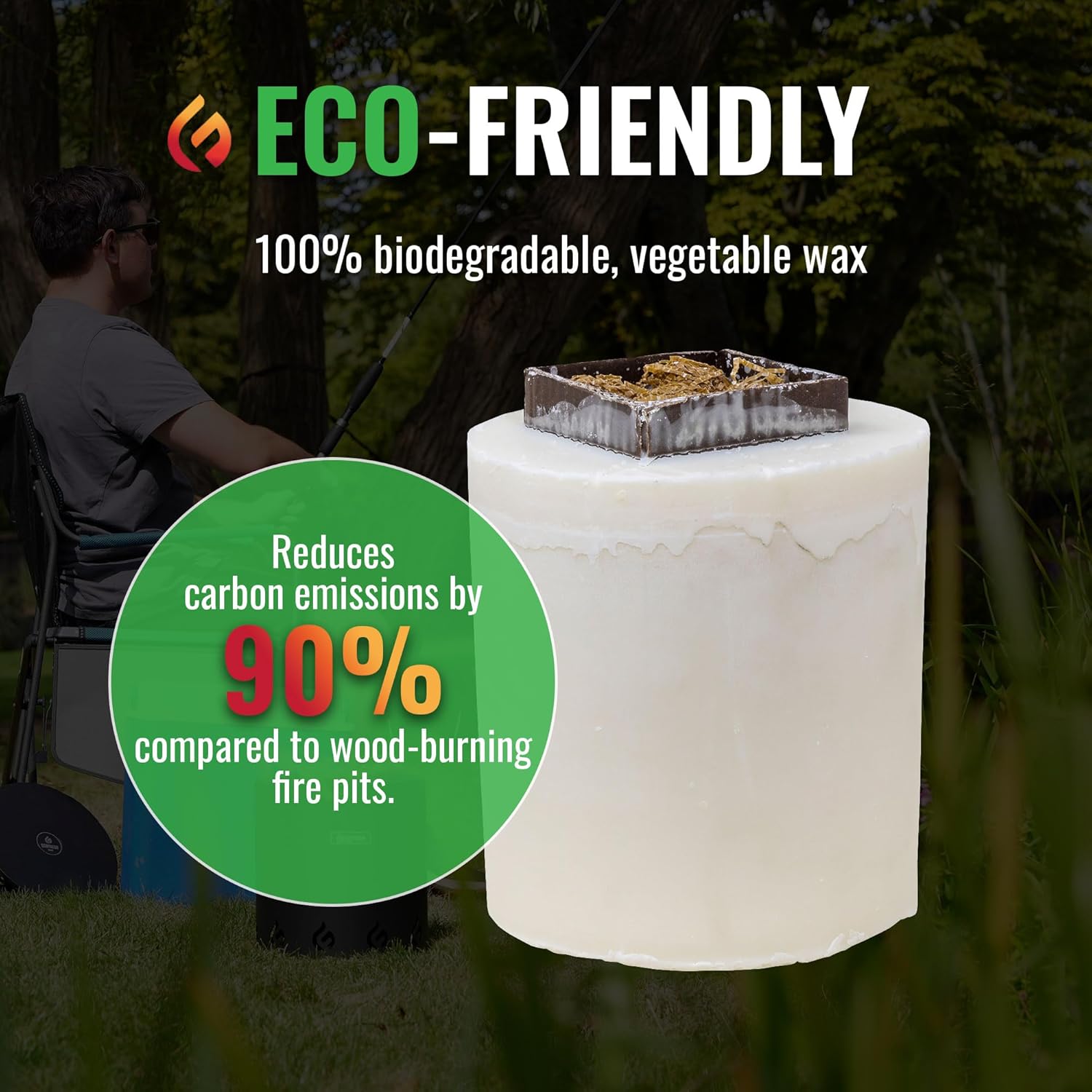 El Campo Portable Wax-Burning Fire Pit – Clean-Burning, No-Wood Fuel with 8-Hour Wax Refill – Compact and Durable for Camping, Travel, and Outdoor Use – Matte Black Finish