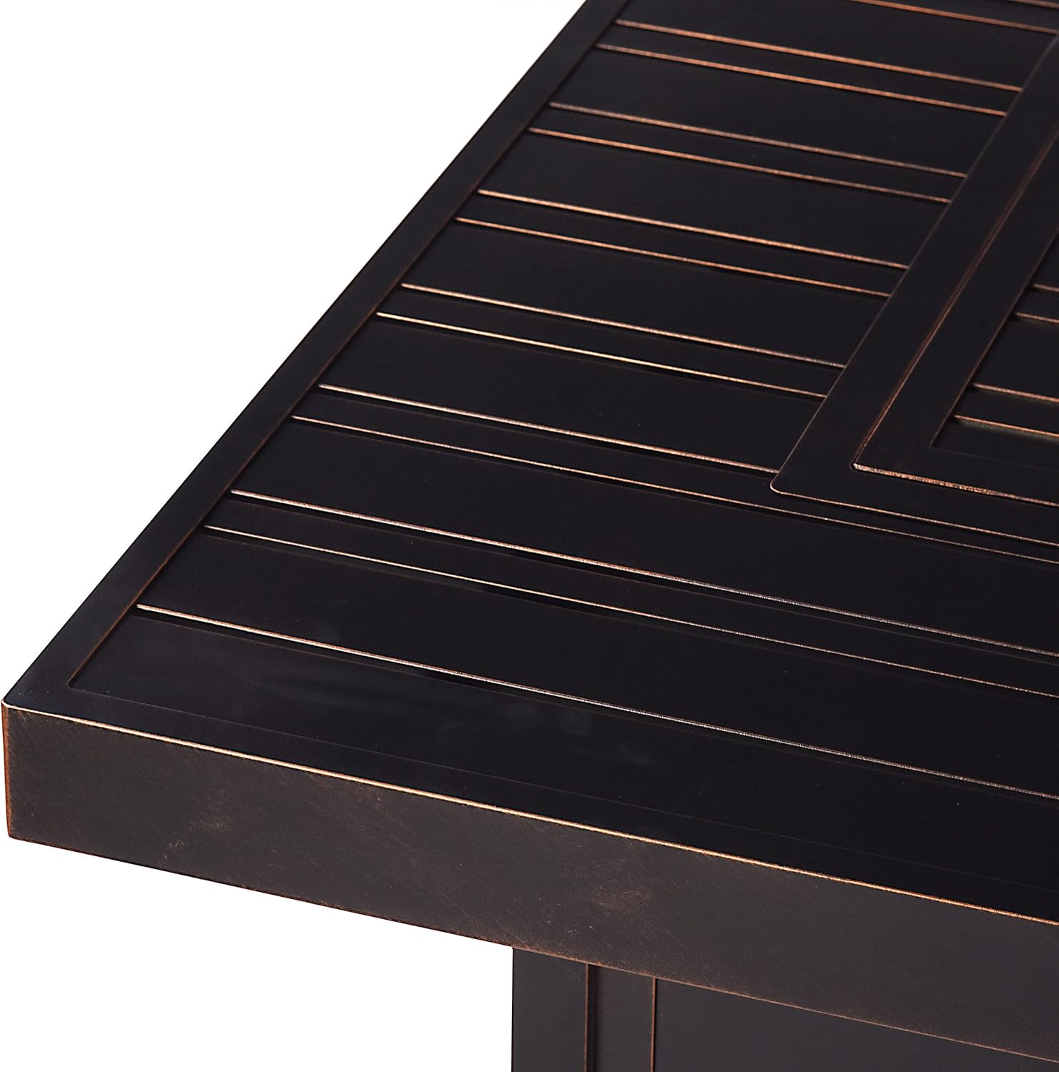 Oakland Living Rectangular 48 in. x 36 in. Aluminum Propane Fire Pit Table, Glass Beads, Two Covers, Lid, 57,000 BTUs in Copper Finish Black