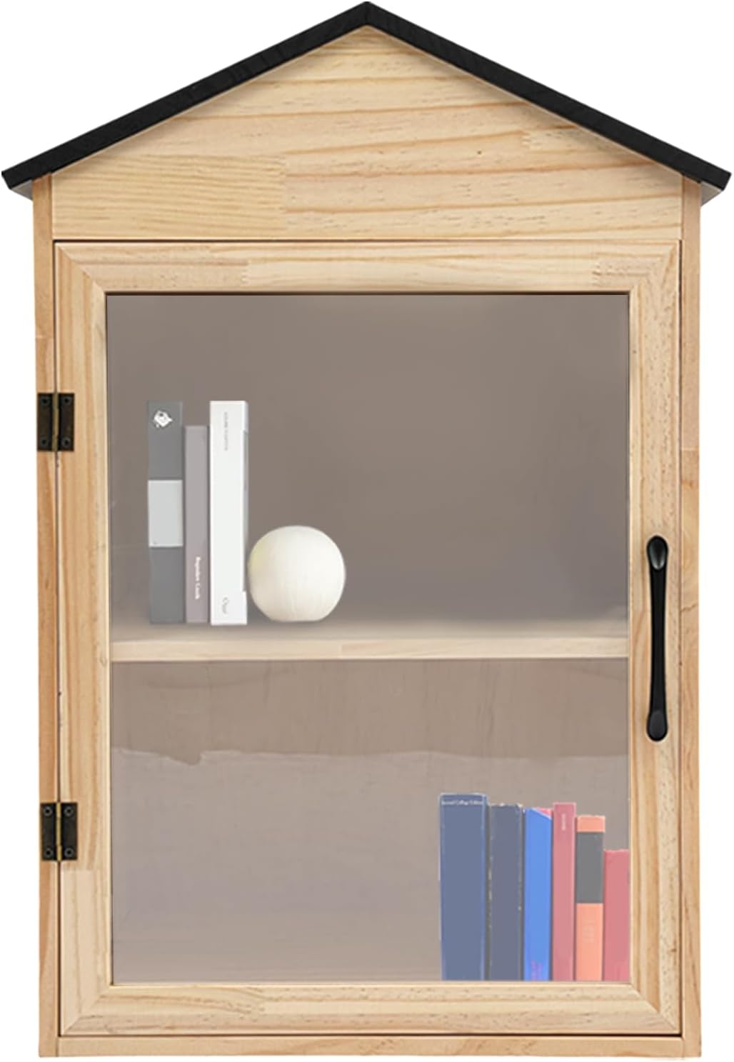 TFCFL Outdoor Library Box, 16x15x25 Inch Literature Exchange Box Little Wood Cabinet with Shelf and Waterproof Roof for DIY, Neighborhoods Community and Schools Sharing Books, Literature