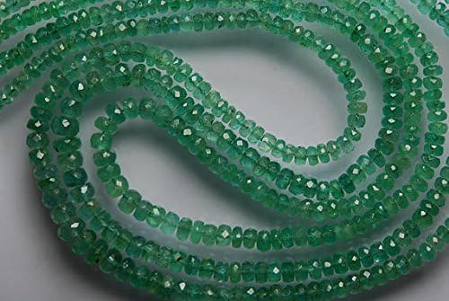 154 Cts, 3 Strands, Super Quality, Natural Green Emerald, Natural African Zambian Emerald Faceted Rondelles, Size 3-5mm