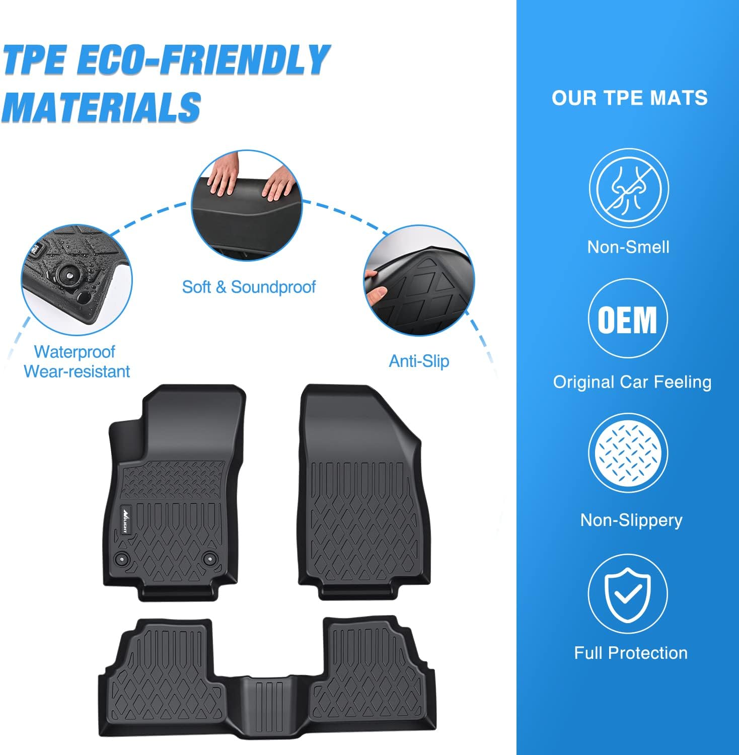 Nilight TPE Floor Mats for 2014 2015 2016 2017 2018 2019 2020 2021 2022 2023 Chevy Trax/2013-2023 Buick Encore,All Weather Custom Fit Heavy Duty Floor Liners