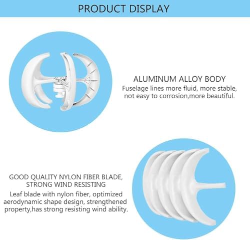 Vertical Wind Turbine Generator 400W 600W 800W 1000W 1200W - 12V/24V Lantern Type, 5-Blade Design, Efficient Renewable Energy with Controller for Home, Farm, and RV Use