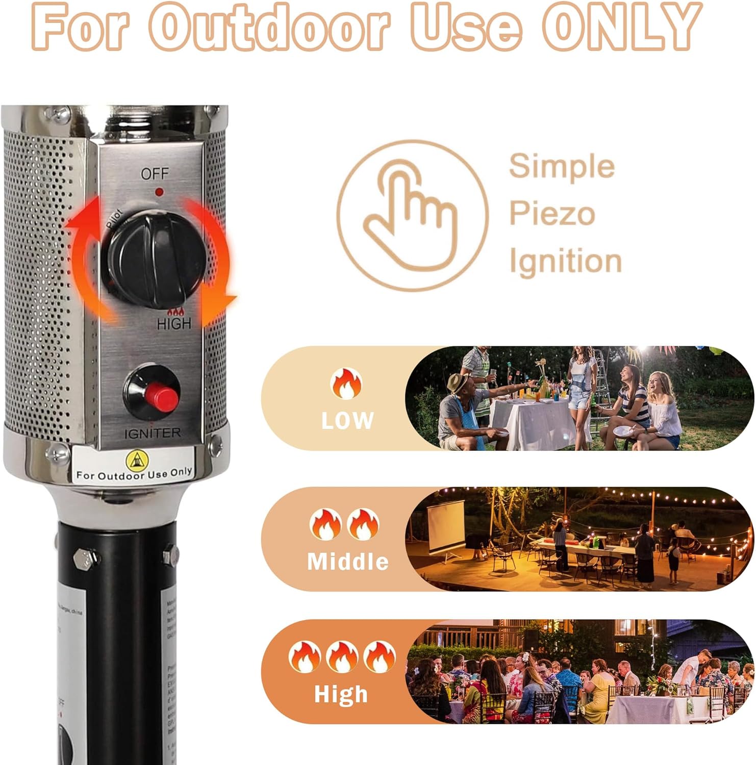 LUCKYERMORE 36,000 BTU Outdoor Heaters for f Patio, Safety Protection System Outdoor Heater, Patio Heater with Wheels for Commercial & Residencial, ETL, CE Certified, Black