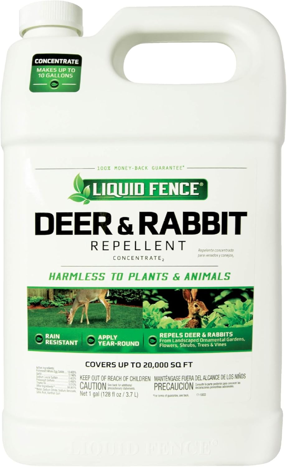 Liquid Fence Deer And Rabbit Repellent Concentrate, Apply Year-Round, 1 Gallon