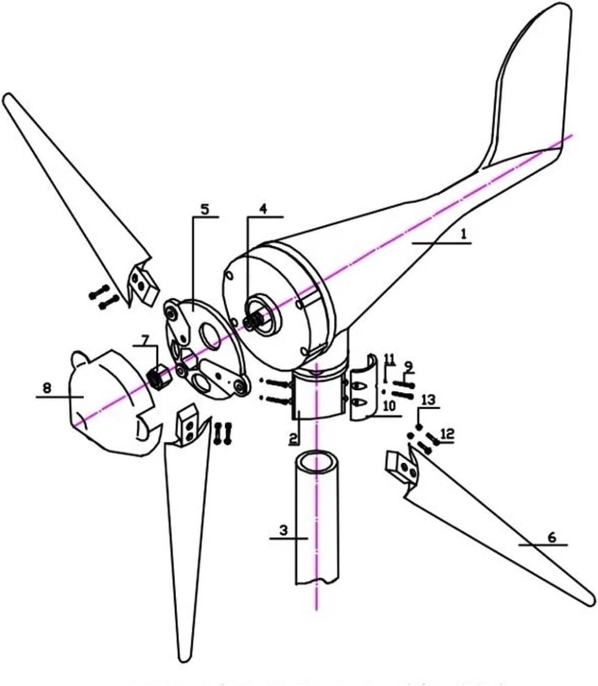Wind Generator, S3 Wind Generator 24V Permanent Magnet Wind Solar Hybrid System for Street Light Home Landscape Power,for Home Boat Marine(300w)