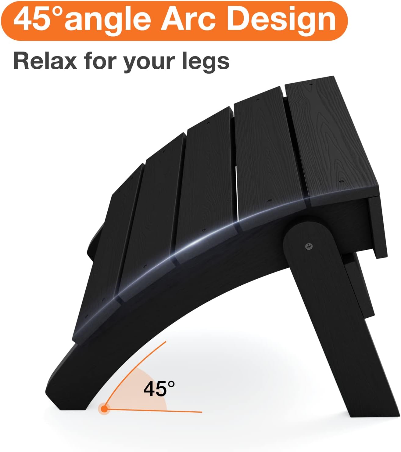 YEFU Adirondack Ottoman Set of 4, Adirondack Foot Rest, Patio Foot Rest, Folding Adirondack Footstool, Weather Resistant for Adirondack Chair, Widely Used for Outdoor, Porch, Backyard, Fire Pits-Black