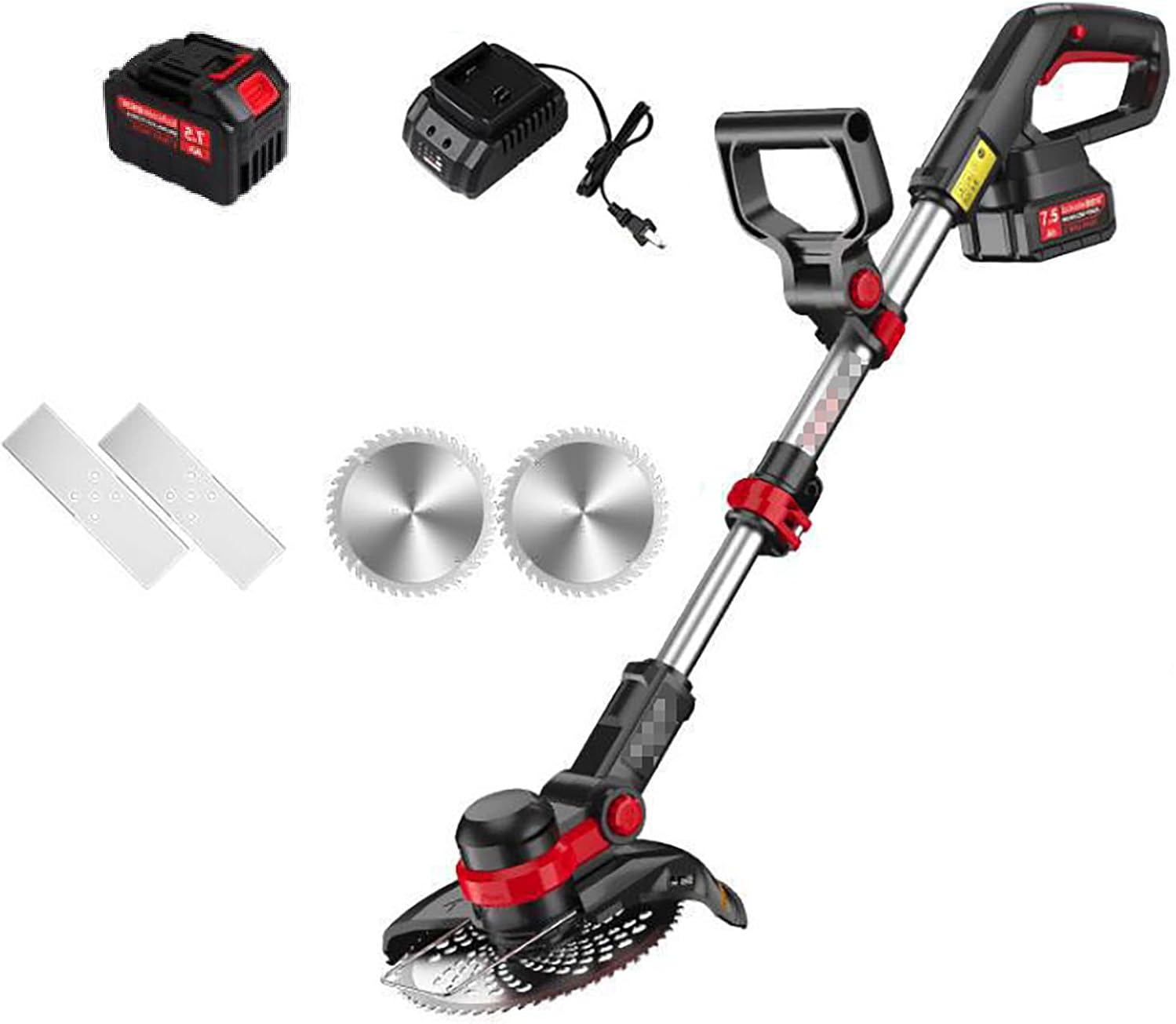 Lawn Mower, 2 in 1 Multifunctional Portable Hand Push Lawn Mower with 20V/75Ah Battery and Charger Adjustable Telescopic Handle Home Small Trimmer