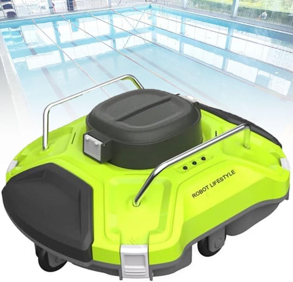 Cordless Robotic Pool Vacuum Cleaner, 30W Fully Automatic Robotic Swimming Pool Cleaner, WallClimbing Underwater Cleaner with Smart Navigation and Top Load Filter, for Pools Up to 550 Sq.