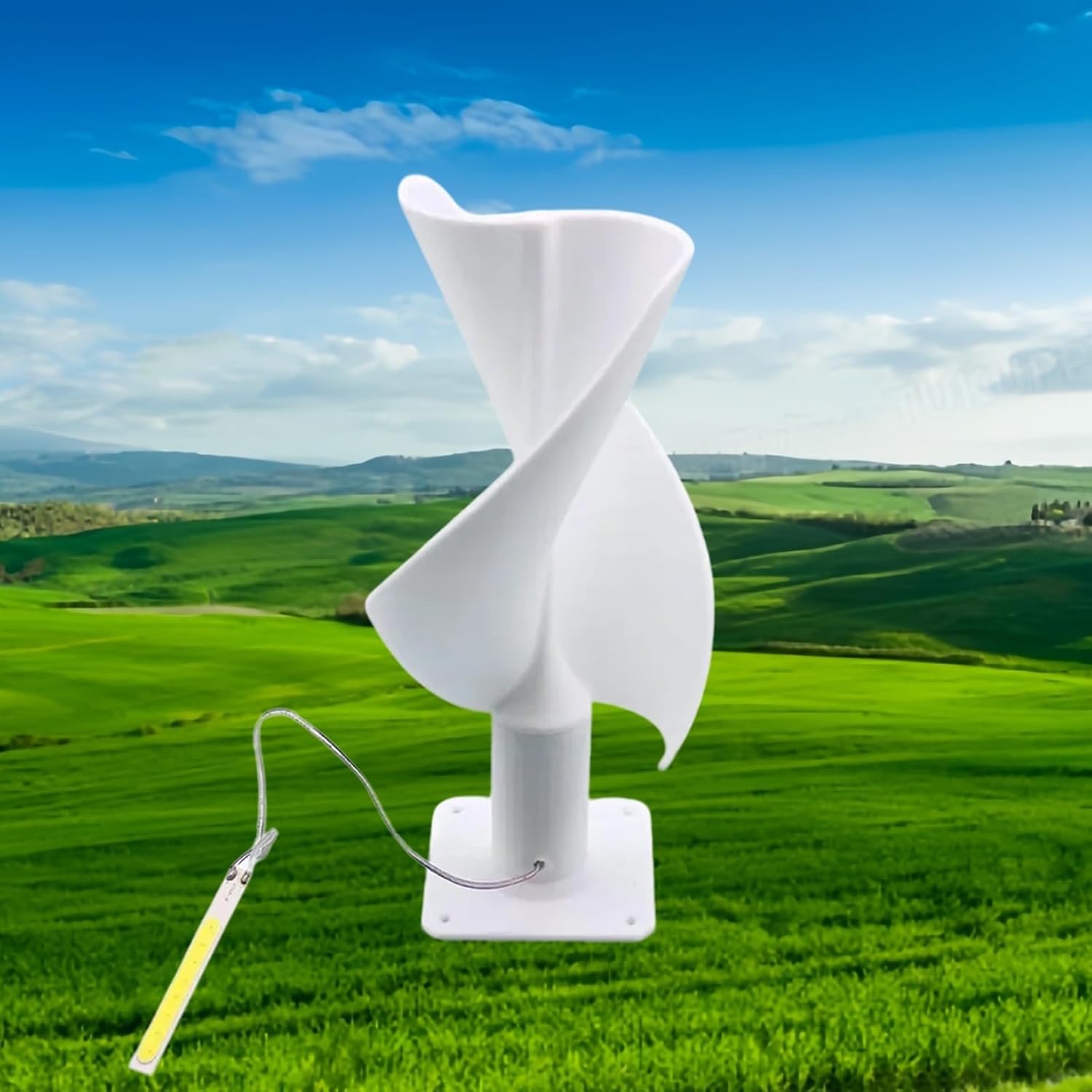 20W Micro Spiral Blade Wind Turbine Generator Model With LED Light, DIY Permanent Magnet Small Wind Turbine For Educational Display And Demonstration