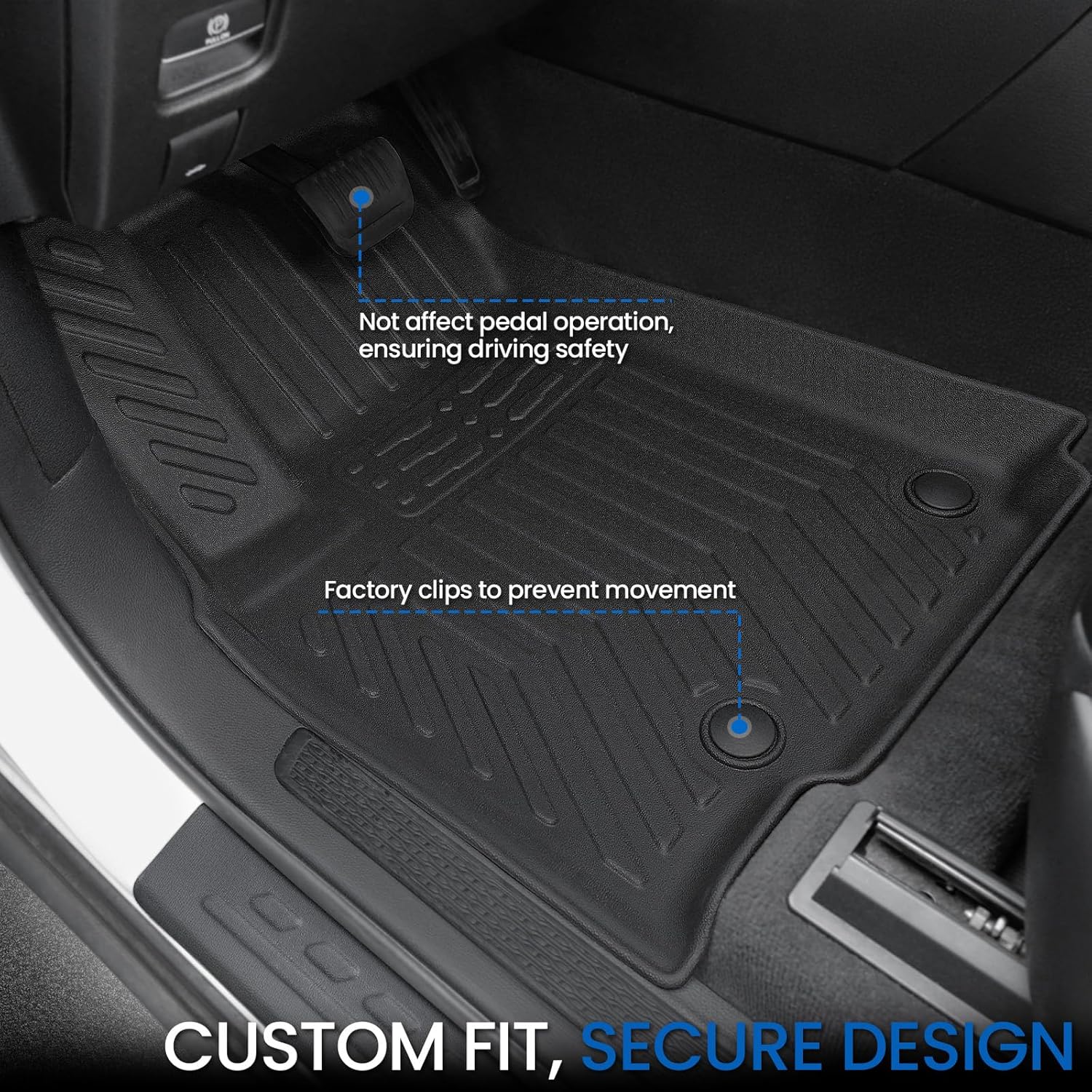 Floor Mats Set for 2022-2025 Jeep Grand Cherokee, All Weather TPE Backrest Mat Trunk Mat Cargo Liner Door Sill Guards Accessories (Floor Mats Set)