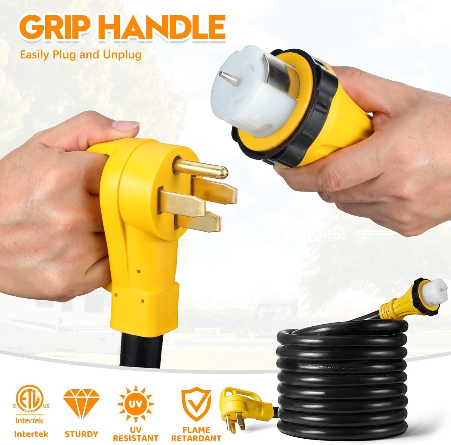 50 Amp Generator Cord 15FT and Power Inlet Box, NEMA 14-50P Male to SS2-50R 125/250V Twist Lock Connector with Pre-Drilled NEMA SS2-50P Generator Inlet Box for Generator to House