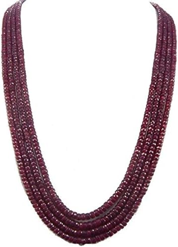 3x4 mm 19'' micro faceted natural ruby gemstone beads, ruby gemstone necklace 4 strand in 1 necklace