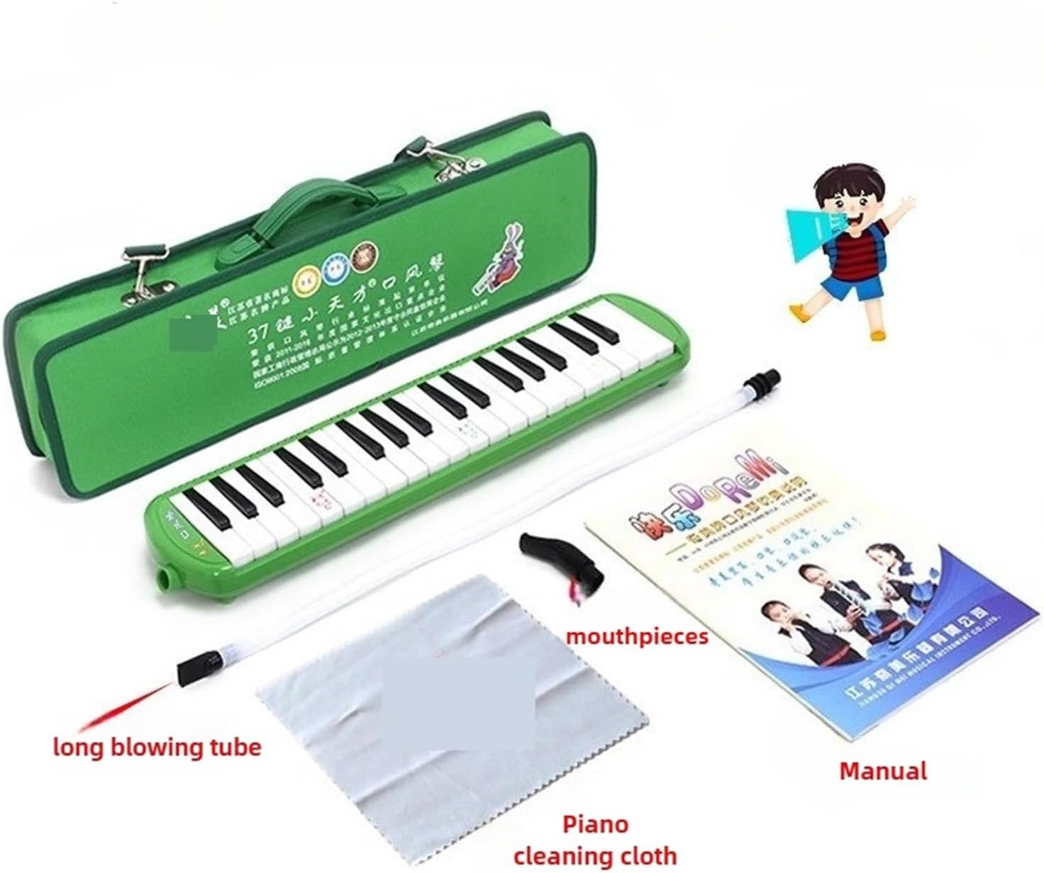 Melodica 37 Keys Melodica Adult Beginner Practice Mouth Harmonica Professional Musical Keyboard Instrument(Pink A)
