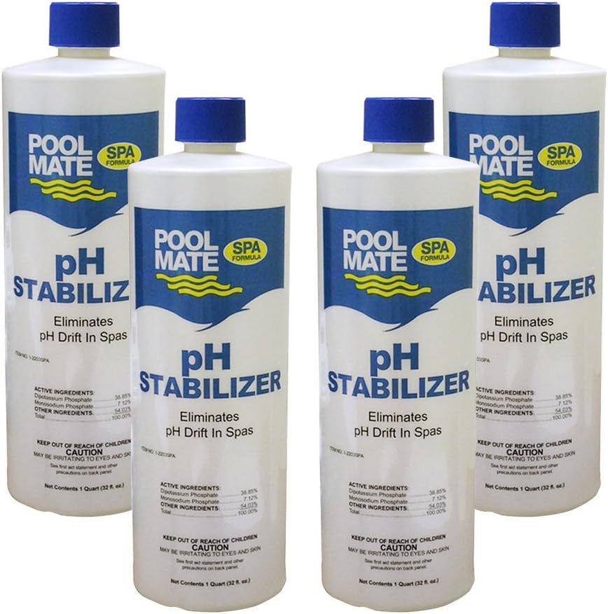 Pool Mate 1-Quart 4-Pack Premium pH Balancer for Hot Tubs, Stabilizes pH to the Correct Range, Made in USA