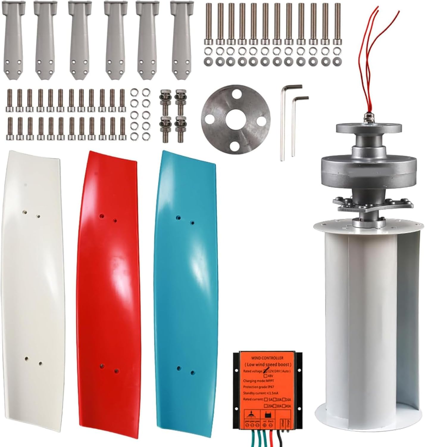 10000W High-Efficiency Wind Turbine Generator Kit, 12V/24V/48V, 3-Blade Design, Low Wind Start at 3m/s, Perfect for Home, Farm, RVs & Boats, Includes Controller