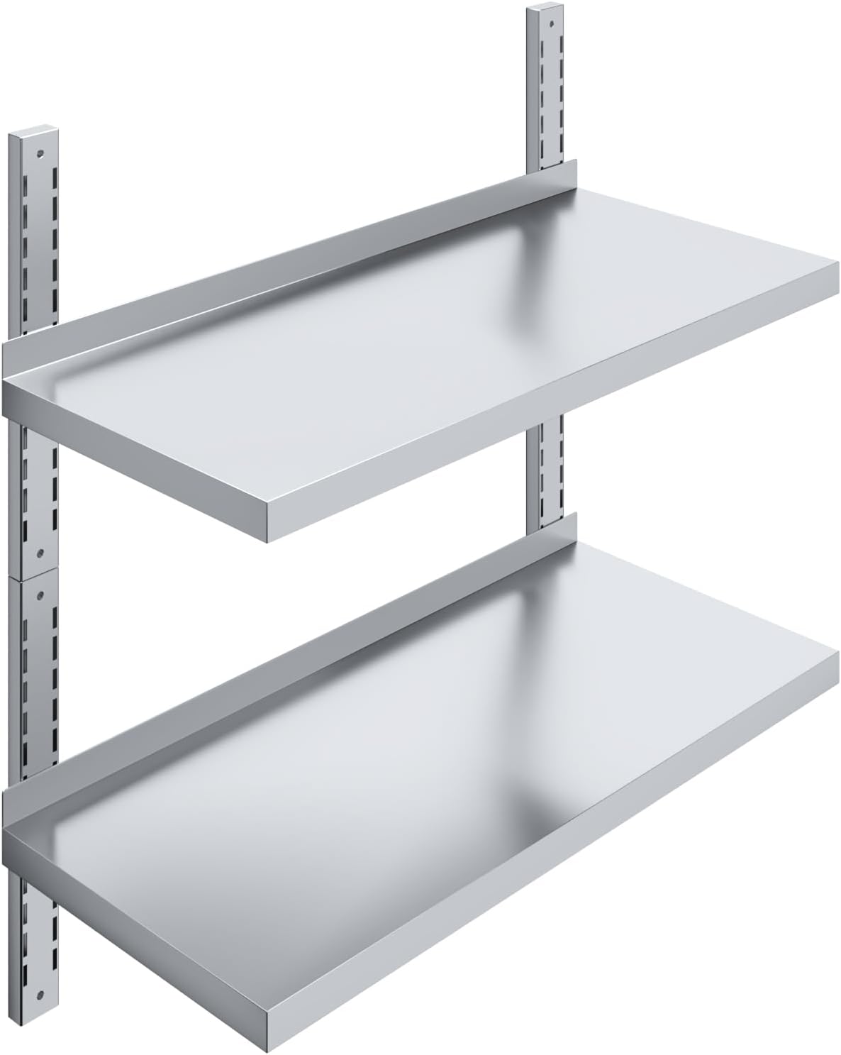 AmGood 16 in. x 36 in. Two-Tier Stainless Steel Wall Mount Shelf | Heavy-Duty Metal Shelving for Kitchen, Garage, Pantry, Closet, and More