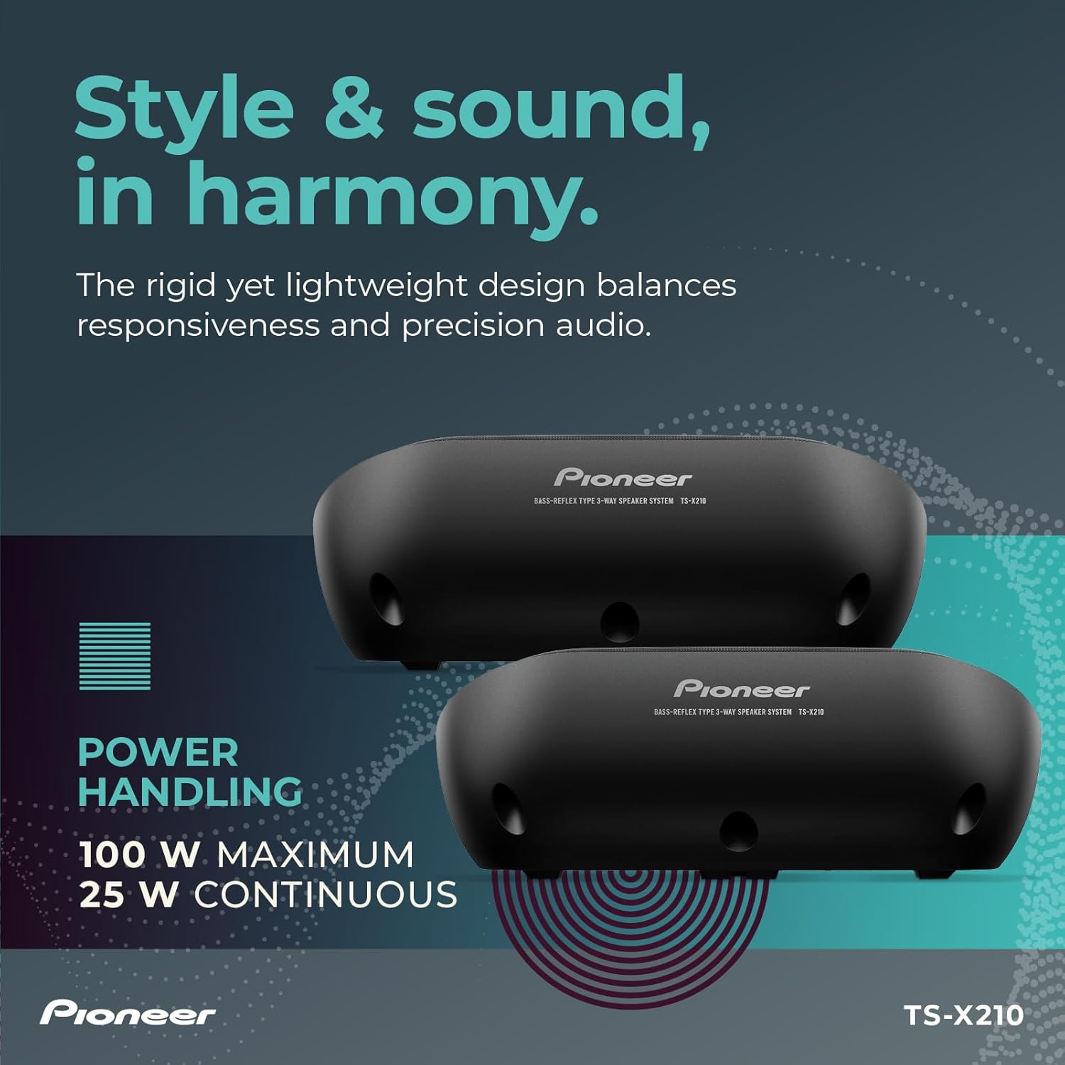 PIONEER TS-X210 4” 3-Way Surface Mount Speakers (Pair) – 120W Max, Classic Design Speaker Upgrade