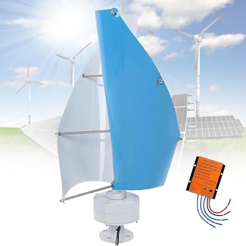 14000W Wind Turbine Generator Kit, 12V/24V/48V Portable Vertical Helix with Charge Controller, Eco-Friendly Power System for Marine, RV, Home, Industrial Use (Blue, 24