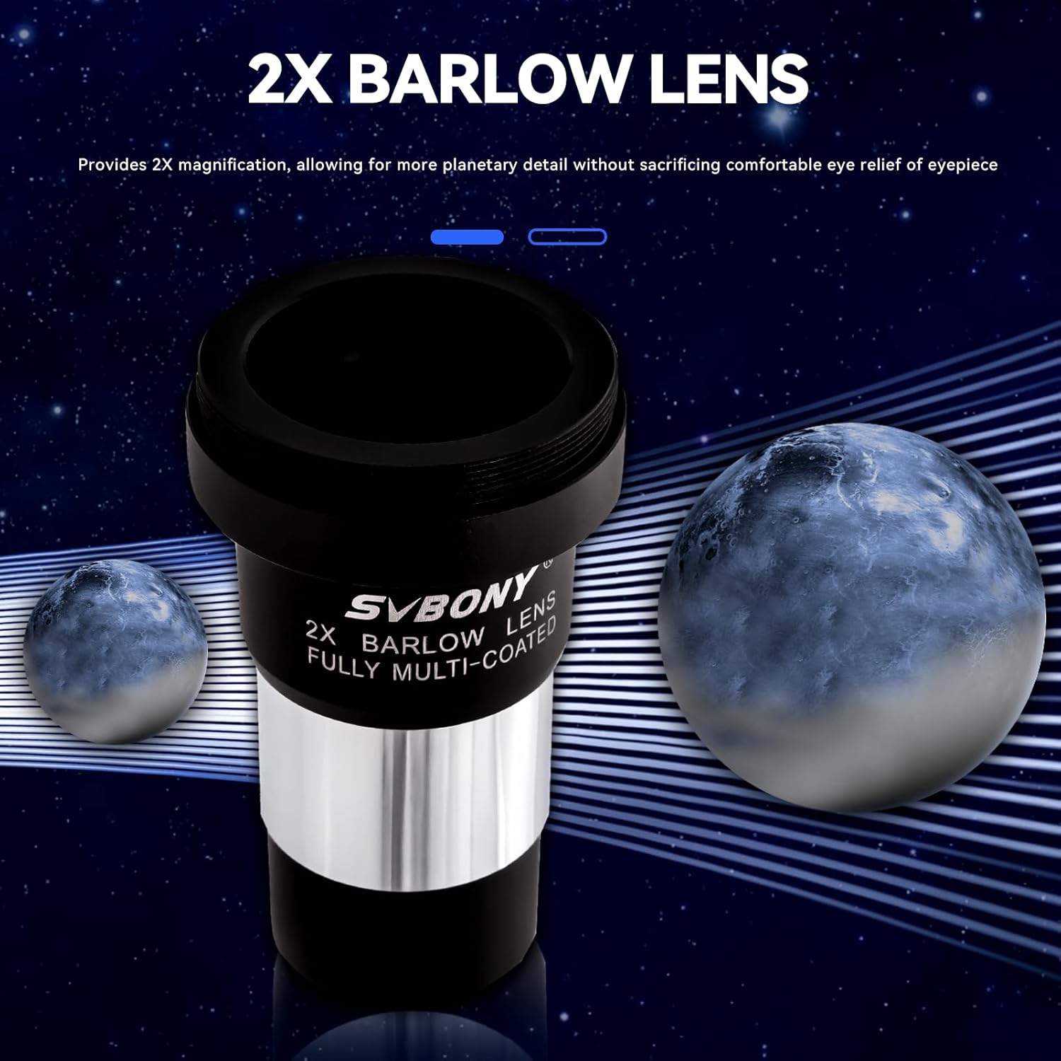 SVBONY SV233 7PCS Telescope Accessory Kit with Plossl Eyepiece, 2X Barlow Lens, Moon/ND4/82A Color Filter and Bag Bundle with SV230 Telescope Eyepiece, 1.25'' Zoom Eyepiece, for Astronomical Visual