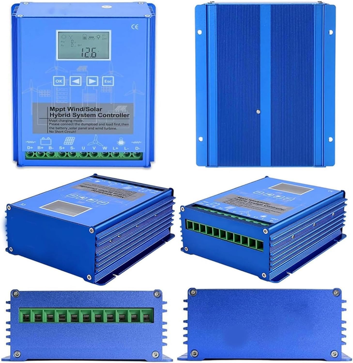 CAJUCA Solar Wind Hybrid System Charge Controller, 4000W Wind Turbine Generator Controller IP67 Waterproof Wind Generator Controller