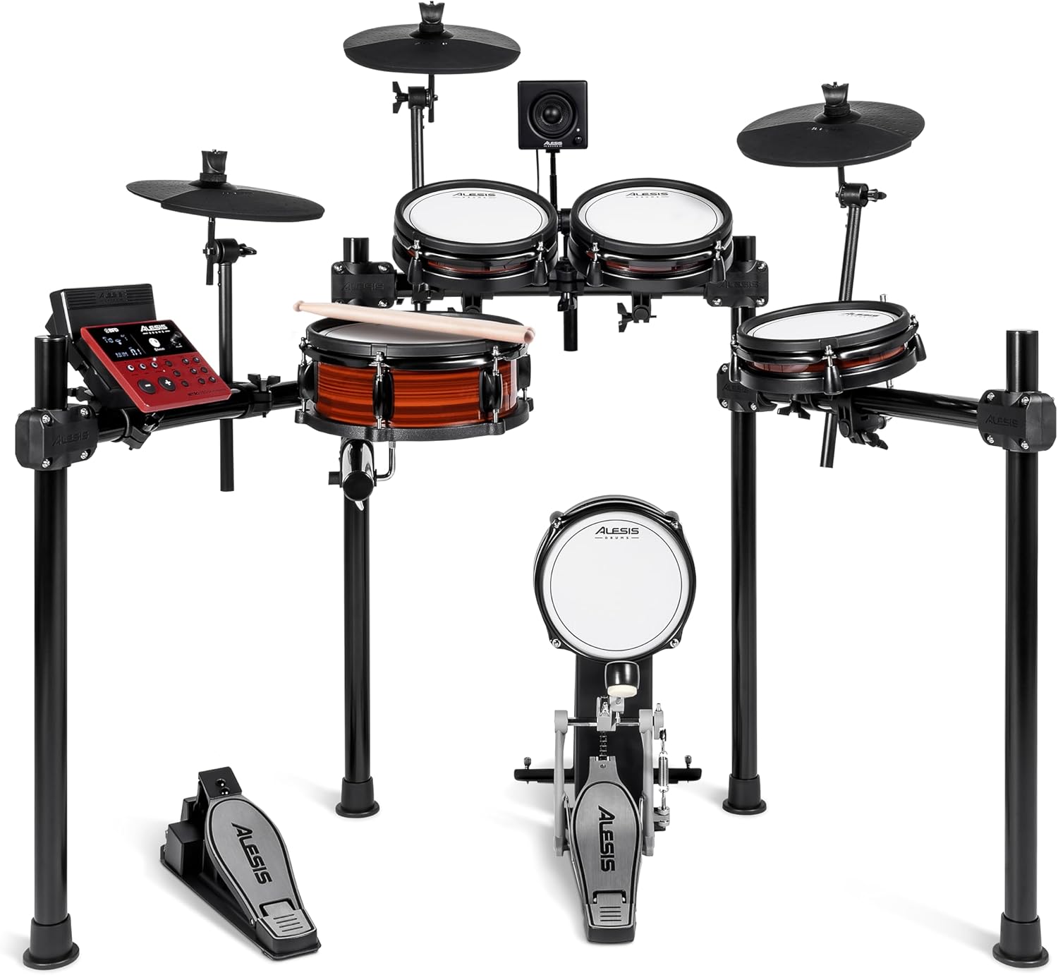 Alesis Nitro Pro and Amp - Electric Drum Set with Dual-Zone Mesh Pads, Bluetooth, USB MIDI, and 70W Rack-Mountable Drum Amplifier