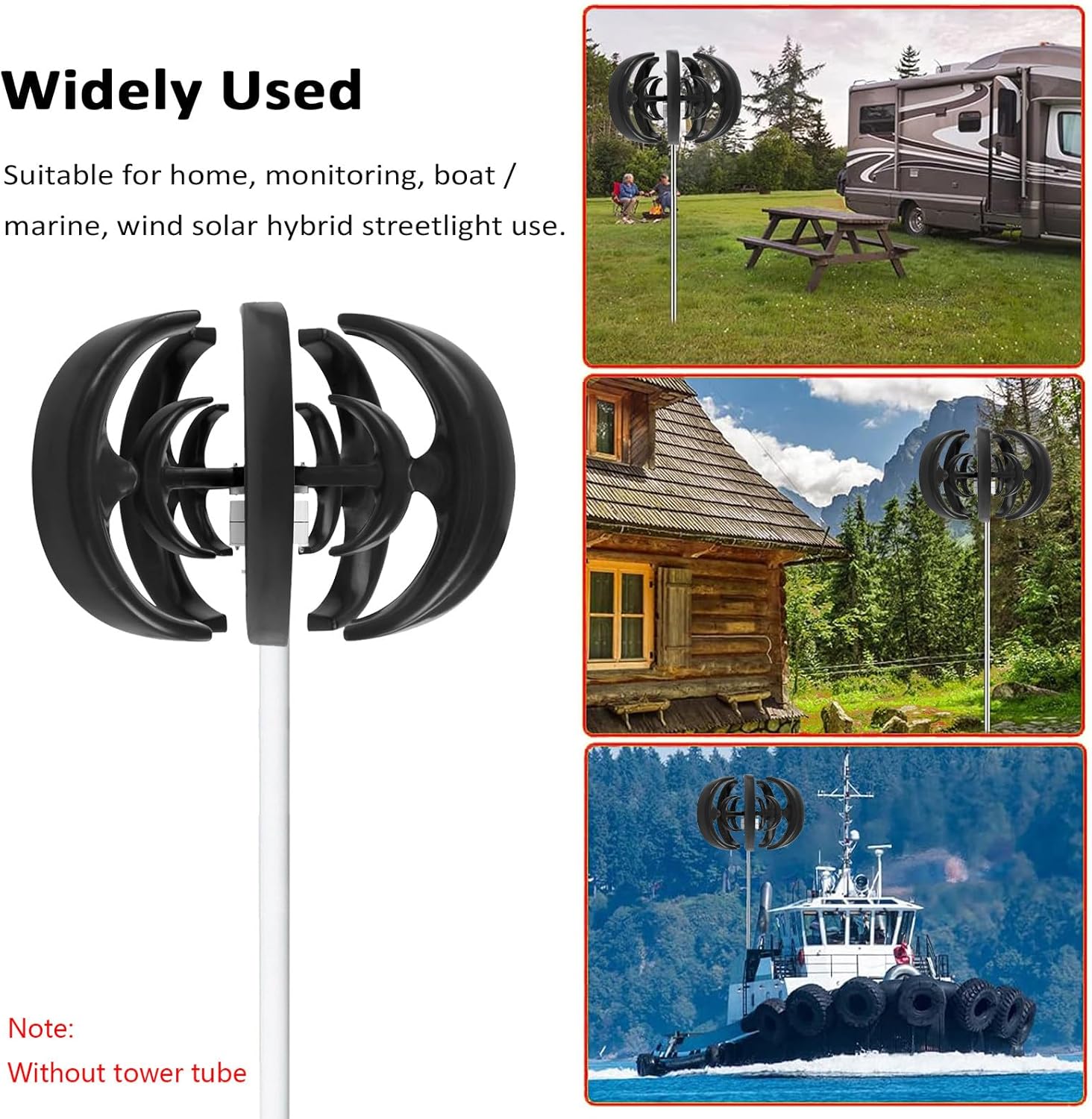 10000W Wind Turbine Kit, 12V/24V Vertical 5-Blade Generator, 3-Phase AC Permanent Magnet, Perfect for Home & Street Lighting, Complete with Controller - Energy Efficient Black