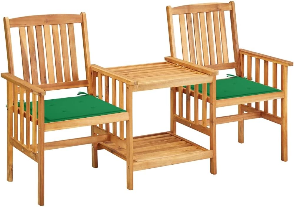 Furniture Sets Patio Chairs with Tea Table and Cushions Solid Acacia Wood,Rustic Hardwood Bistro Set: Enhance Your Outdoor Gatherings with Style and Comfort Garden Conversation Sets