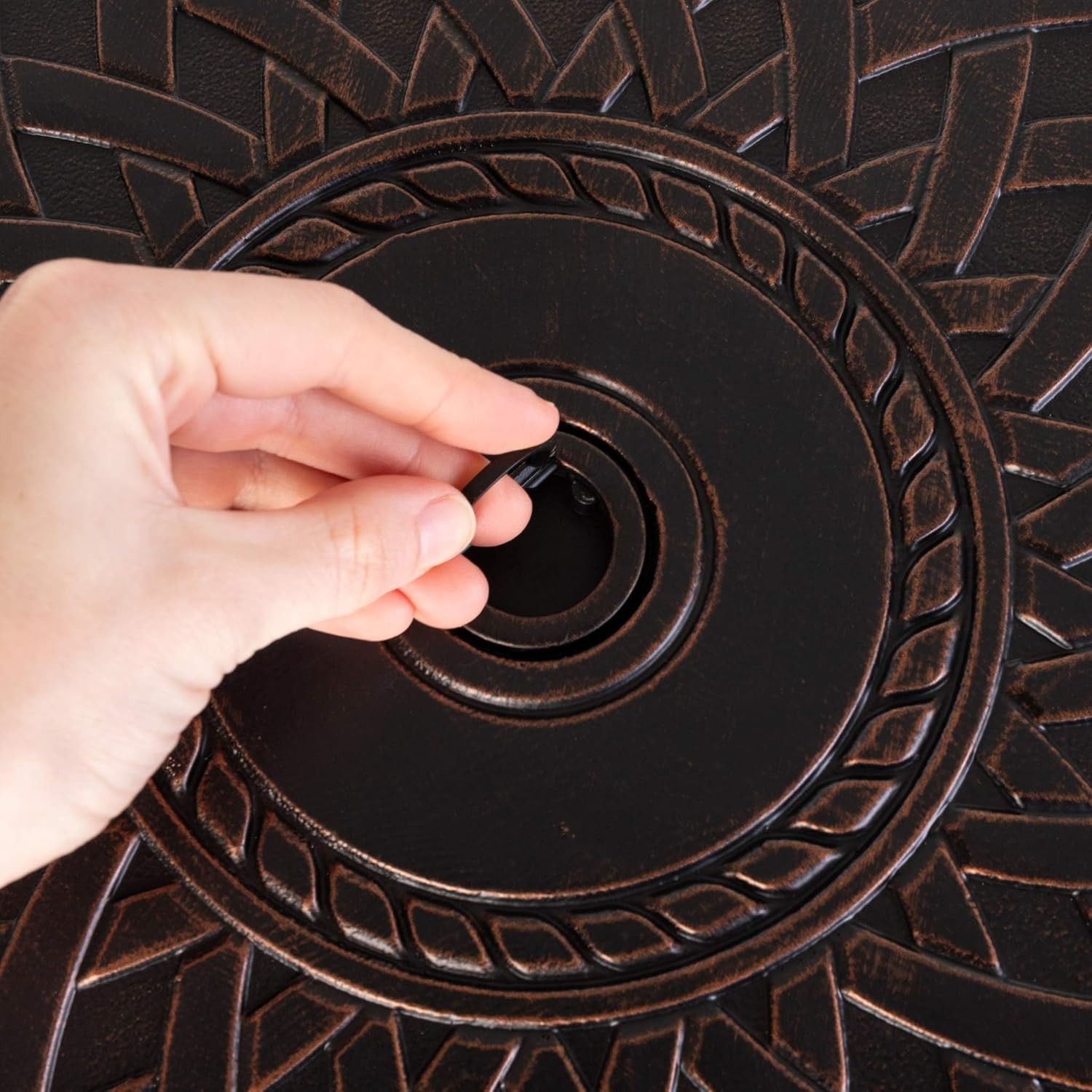 Wagner Woven Aluminum Convertible Gas Fire Pit Table 37,000 BTU Multi-Functional Outdoor with Fire Bowl Lid, Nylon Weather Cover & Clear Fire Glass - Bronze Finish - Round - 33