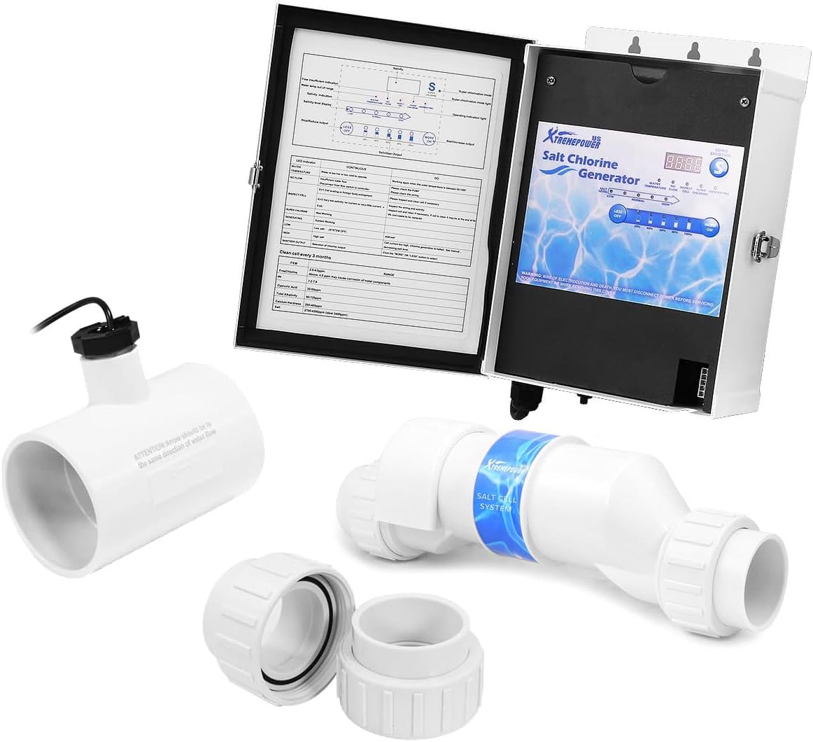 XtremepowerUS Salt Water Chlorine Generator System for Pools Up to 40K Gallons, Universal Compatible Easy Install Above & Inground Swimming Pool