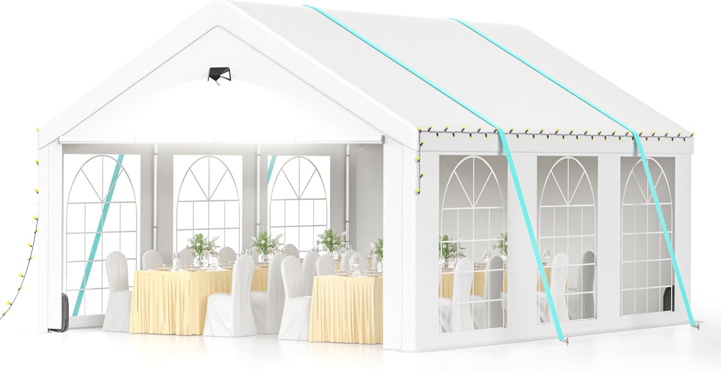 Party Tent 13x26FT Heavy Duty Canopy Tent with Removable Sidewalls,3 Box Outdoor Waterproof Patio Camping Gazebo Shelter,Perfect for Wedding Holiday Birthday BBQ Backyard Evening Tent CZ935