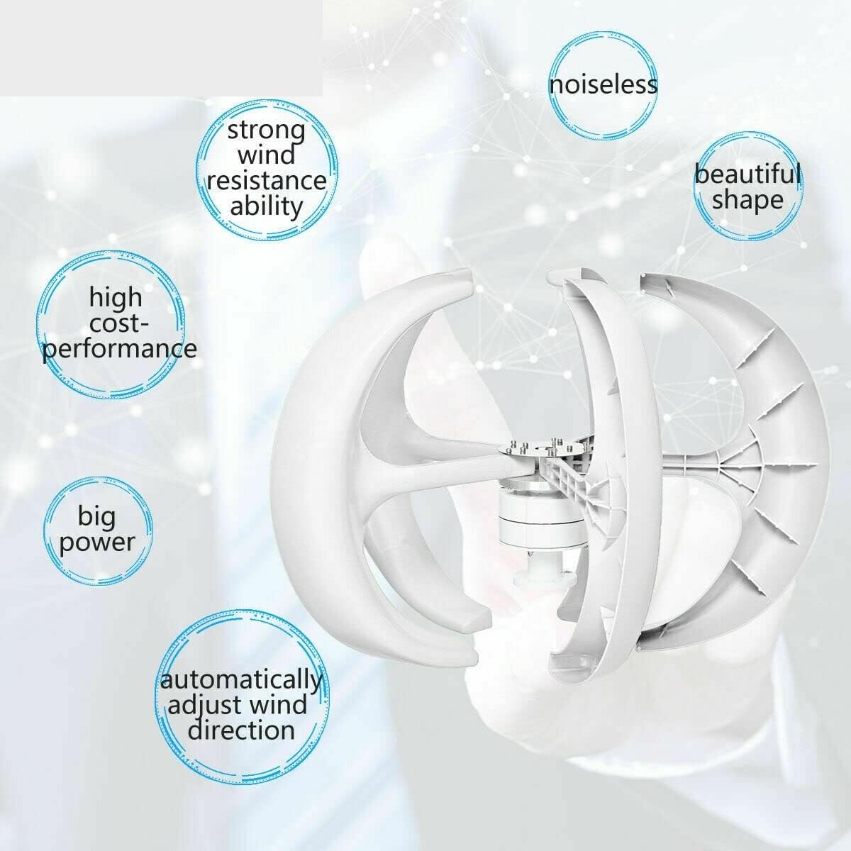 Wind Turbine, Vertical Wind Turbine Windmill 1000W 12v 24v Low Noise Wind Speed Start Rotation Free Energy with MPPT Charge Controller(Black,with MPPT Controller_24V)