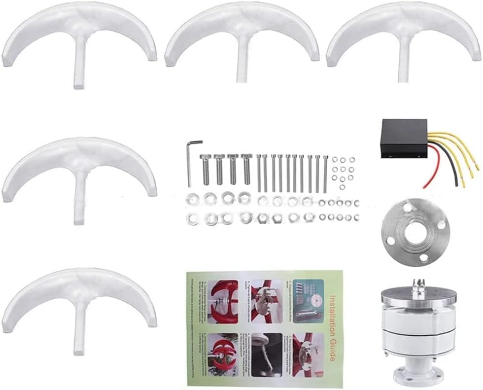 8000W Vertical Wind Turbine Generator Kit with 5 Blades and Controller Wind Turbine White Suitable for Home, Camping, Boat Use