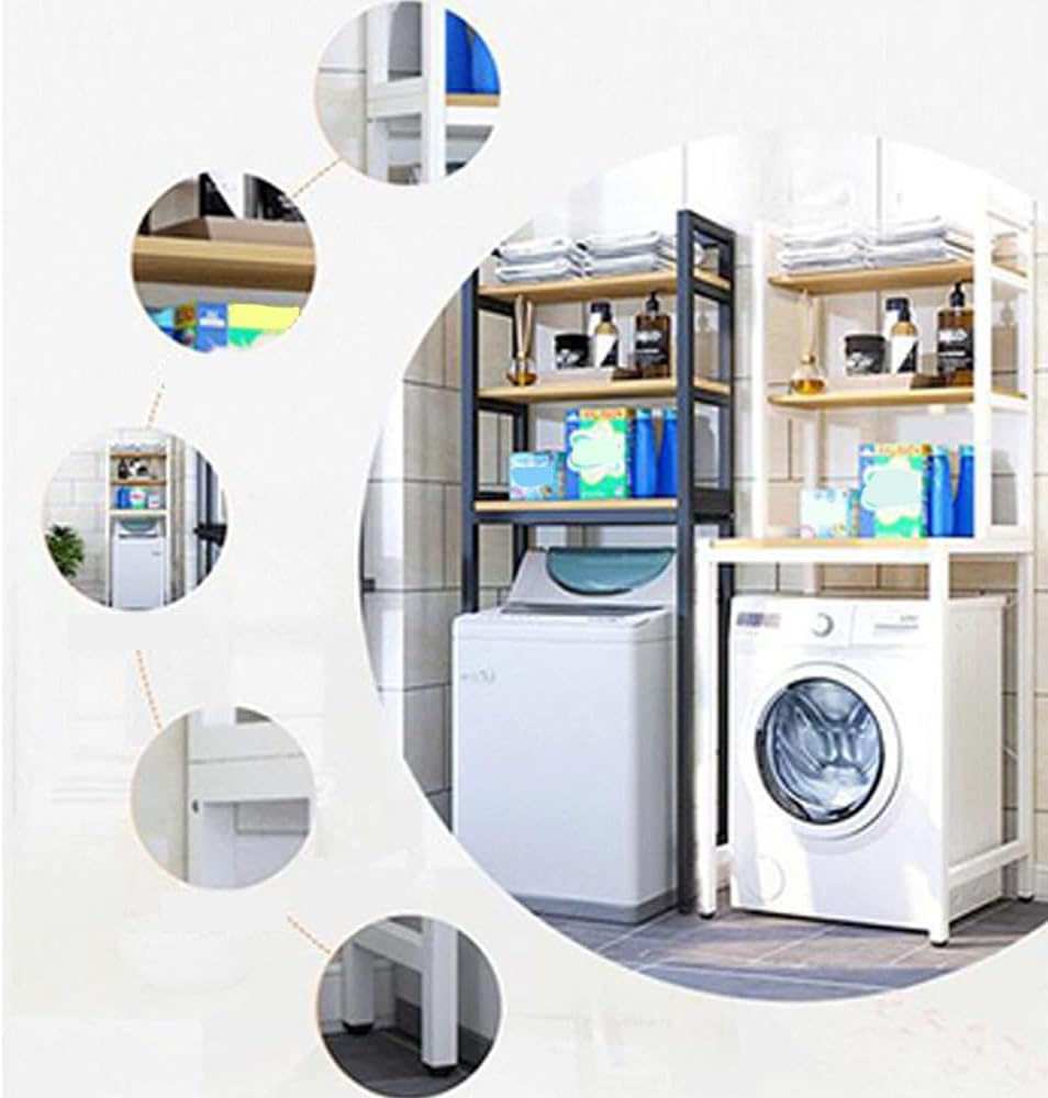 3-Tier Thicken Drum Washing Machine Storage Rack Freestanding Bathroom Shelf with Non-Slip Feet Space-Saving Over Washing Machine Organiser Shelf