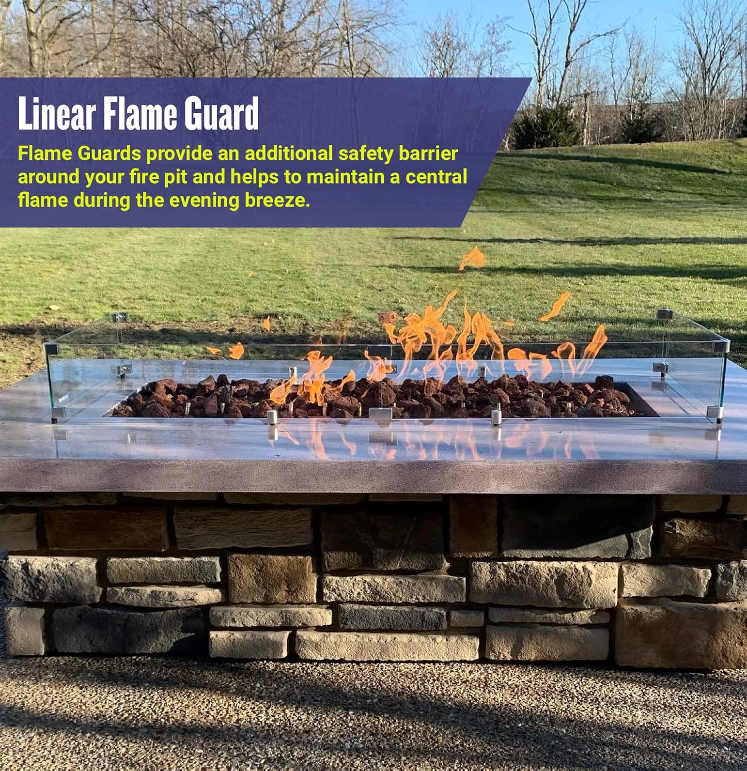 American Fireglass Tempered Glass Flame Guard for 48