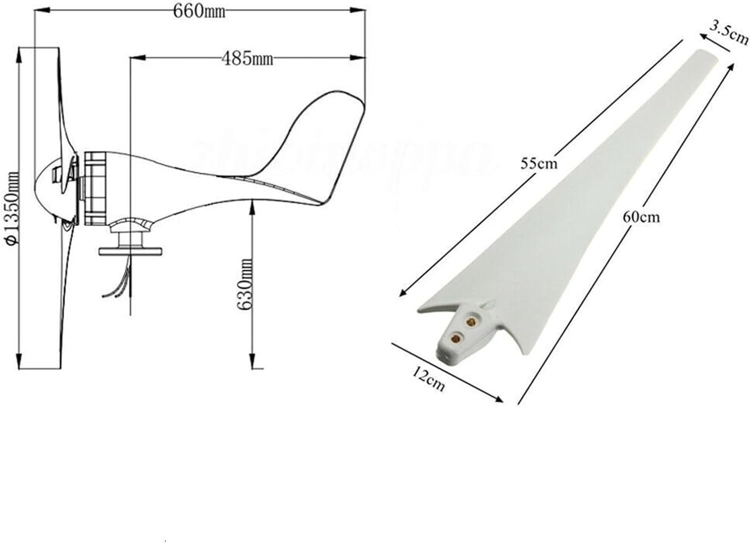 3000W Wind Turbine Generator Kit With Wind And Solar Controller 12V/24V/48V System, Suitable For Home Backup Power, Off-grid Cabin, Street Light, Solar Hybrid System(12V)