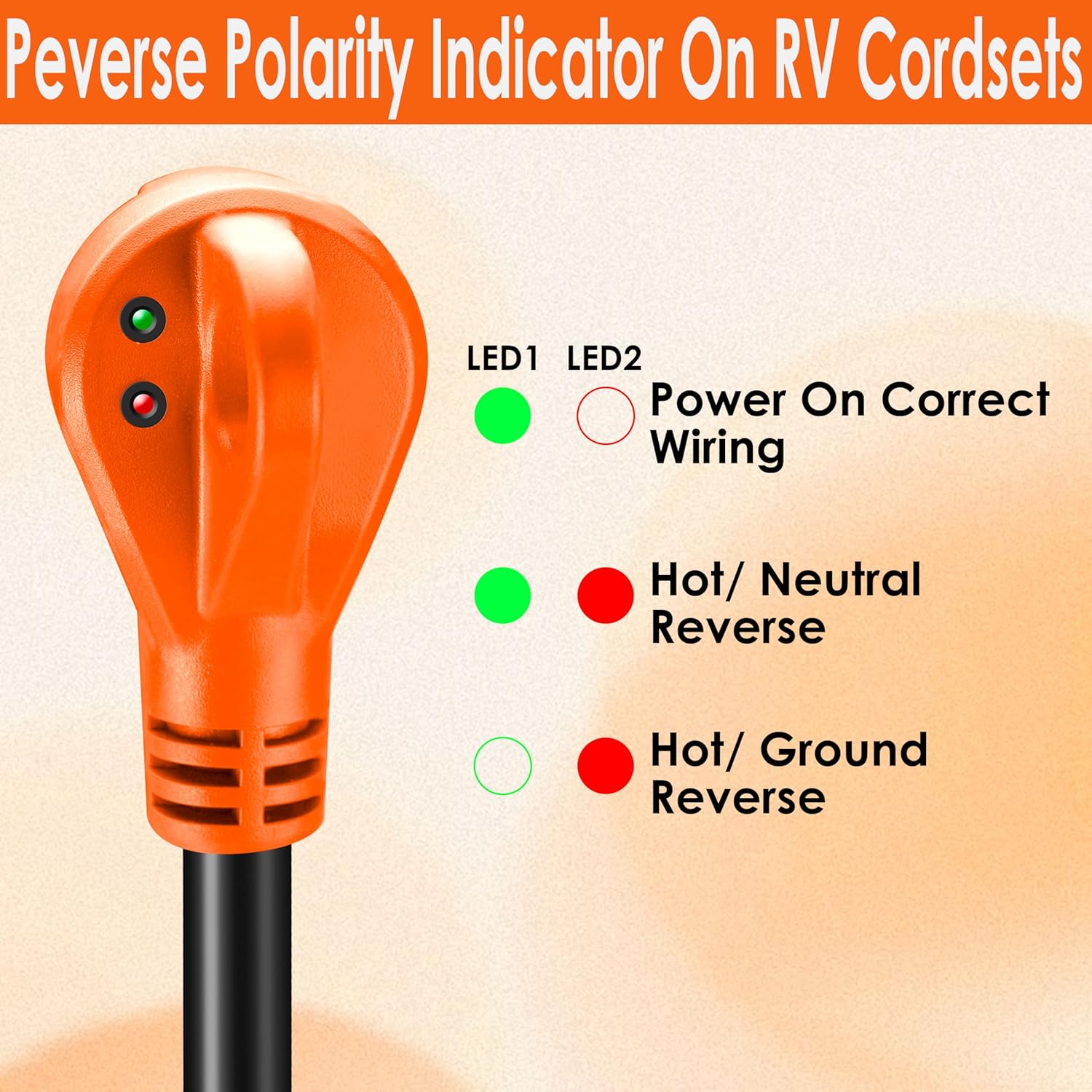 30 Amp RV Extension Cord,15 ft,Heavy Duty Generator Extension Cord with LED Power Indicator;30 AMP Twist Lock RV Power Inlet 125V/120V