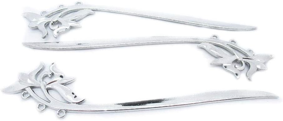 70 pcs Antique Silver Plated Jewelry Charms Findings Craft Making Vintage Beading S6HA6P Flower Hairpin Hair Stick Bookmark