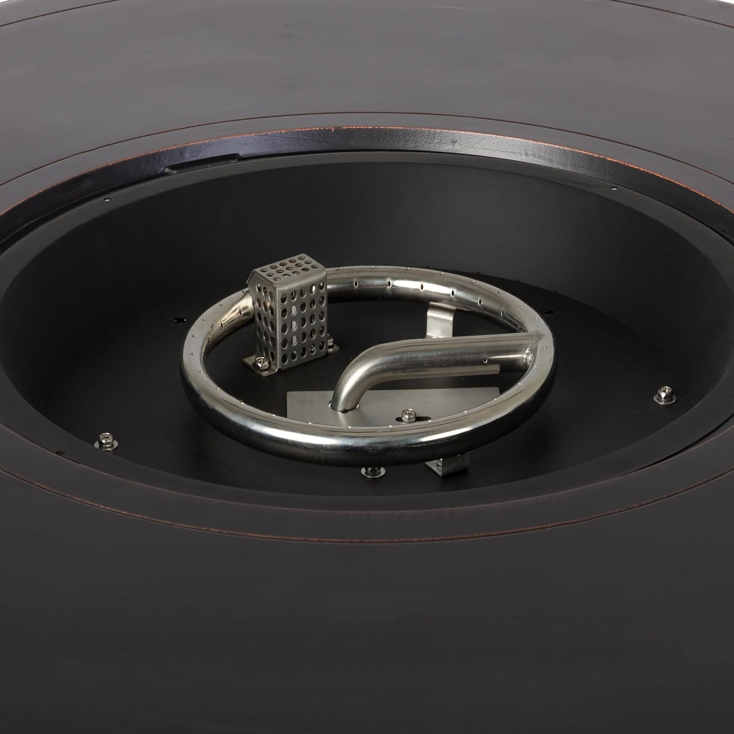 Bellante Woven Aluminum Convertible Gas Fire Pit Table 55,000 BTU Multi-Functional Outdoor with Fire Bowl Lid, Nylon Weather Cover & Clear Fire Glass - Bronze Finish - Round - 44