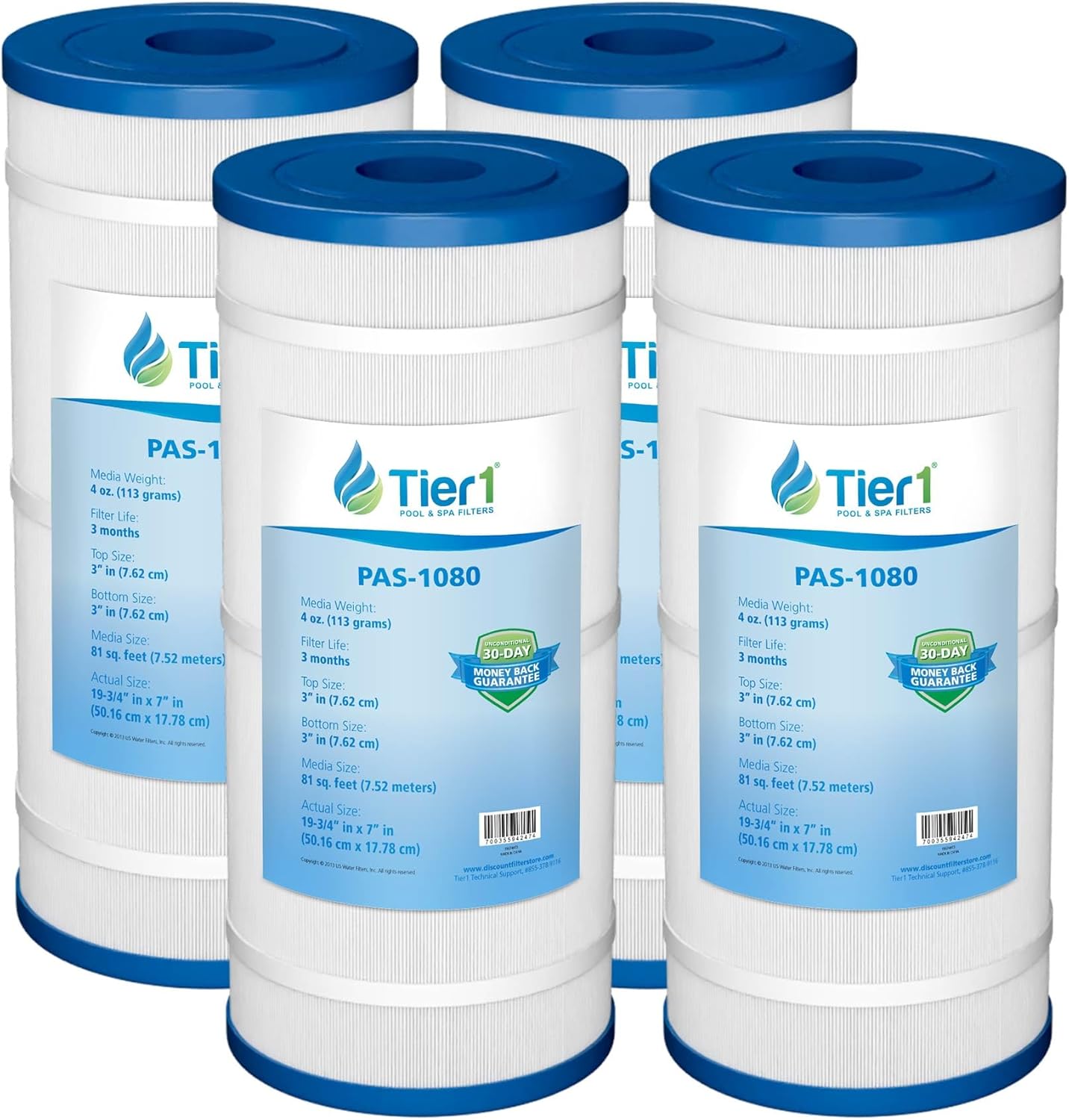 Tier1 Replacement for Hayward Pool Filter Cartridge C3025 – 4 Pack | Compatible with CX580XRE, Pleatco PA81, Unicel C-7483, Filbur FC-1225 | 19-5/8