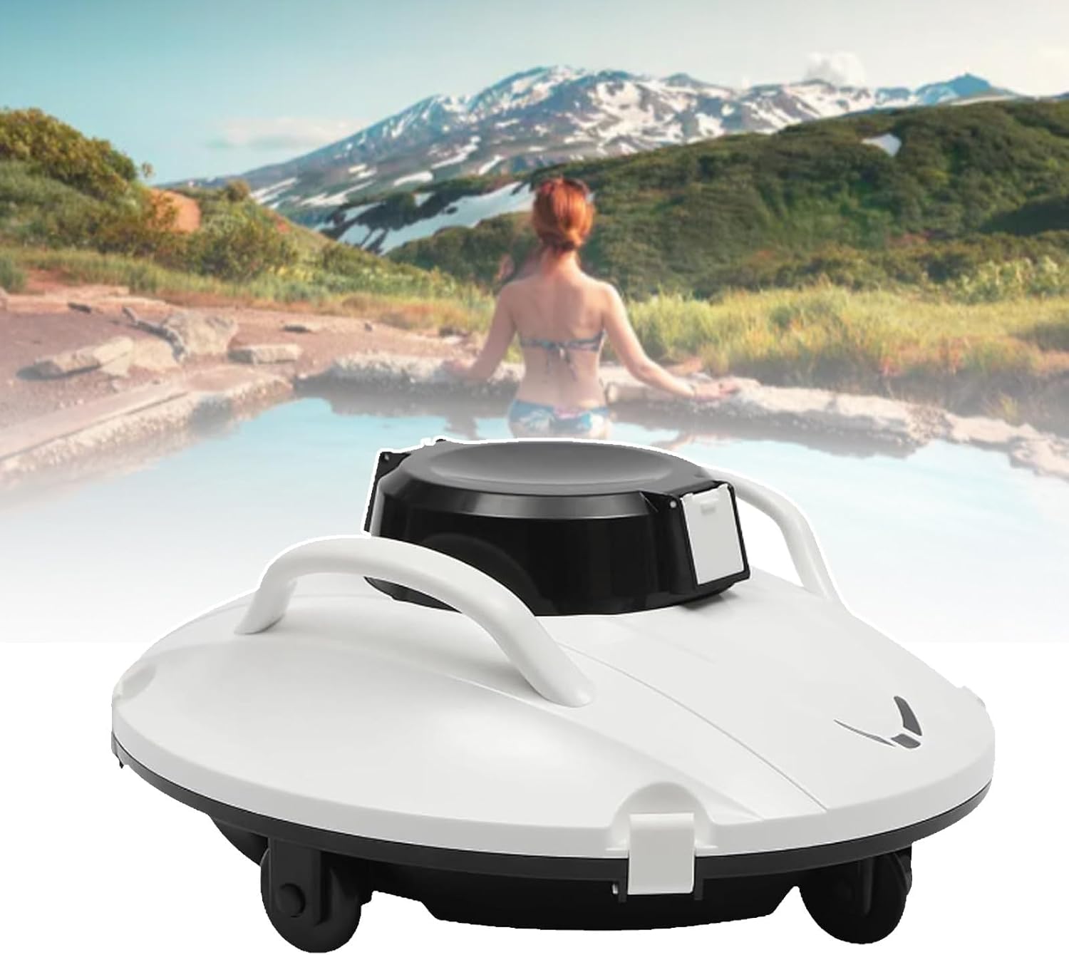 Cordless Robot Pool Vacuum For Above Ground Pools, Rechargeable Robotic Water Cleaner 5000Mah Lasts Up To 180Mins, With Parking Function