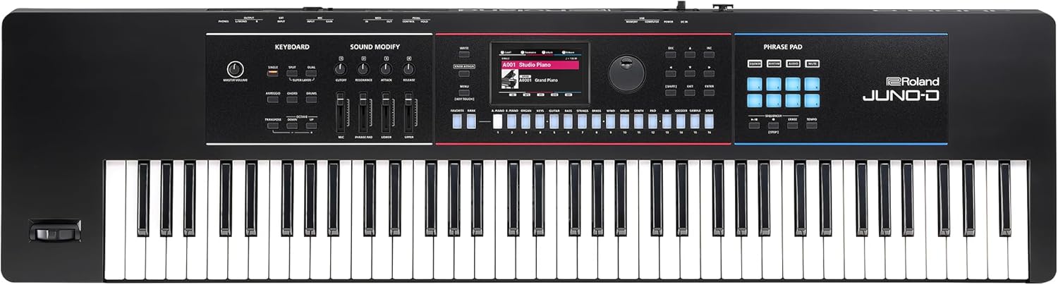 Roland JUNO-D7 Synthesizer | 76-Note Keyboard with Synth Action | ZEN-Core Engine with Over 3800 Onboard Sounds | Intuitive Creative Tools | USB-C Audio/MIDI Interface for Mobile & Computers