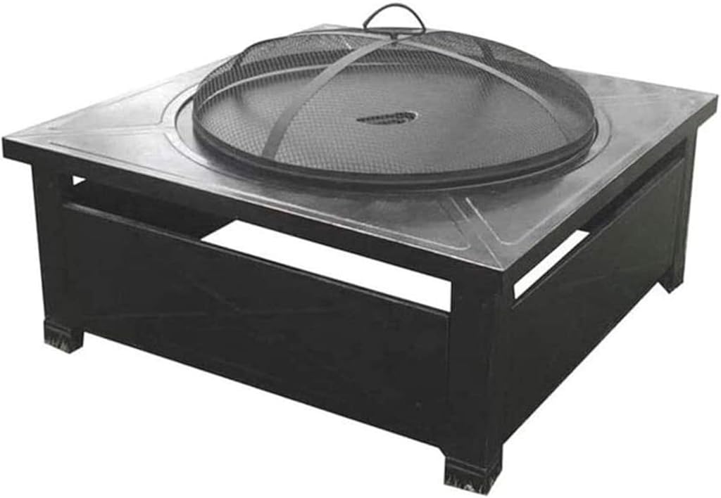 Outdoor Fire Pit 32'' Outdoor Fire Pit Table,Multi-Purpose Square Fireplace, Backyard Patio Garden Outside Wood Burning Heater,BBQ, Ice Pit